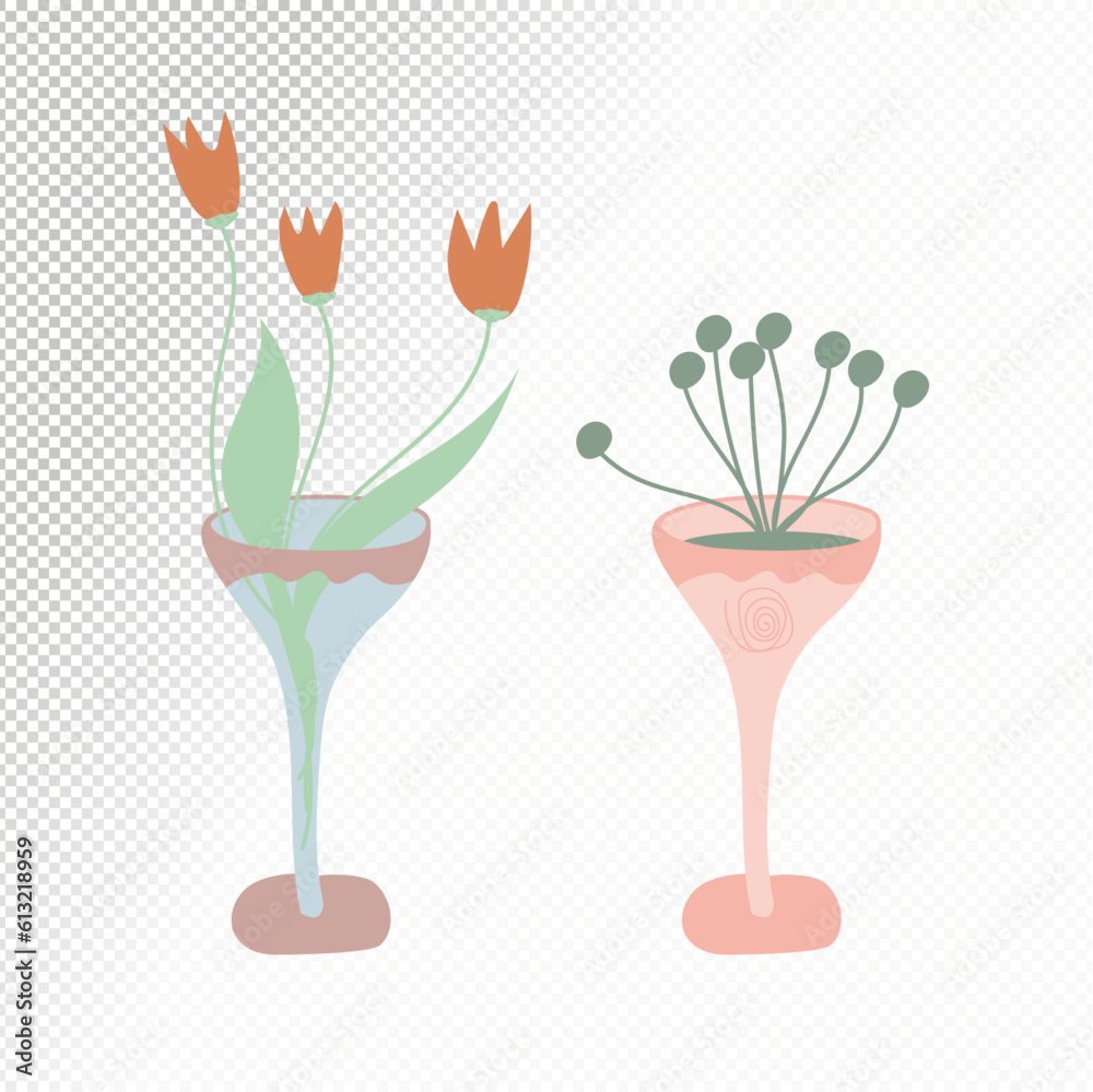 Flowers in glass hand-drawn illustration Flowers in glass hand-drawn illustration