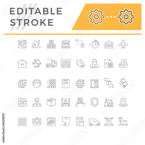 Set line icons of logistics