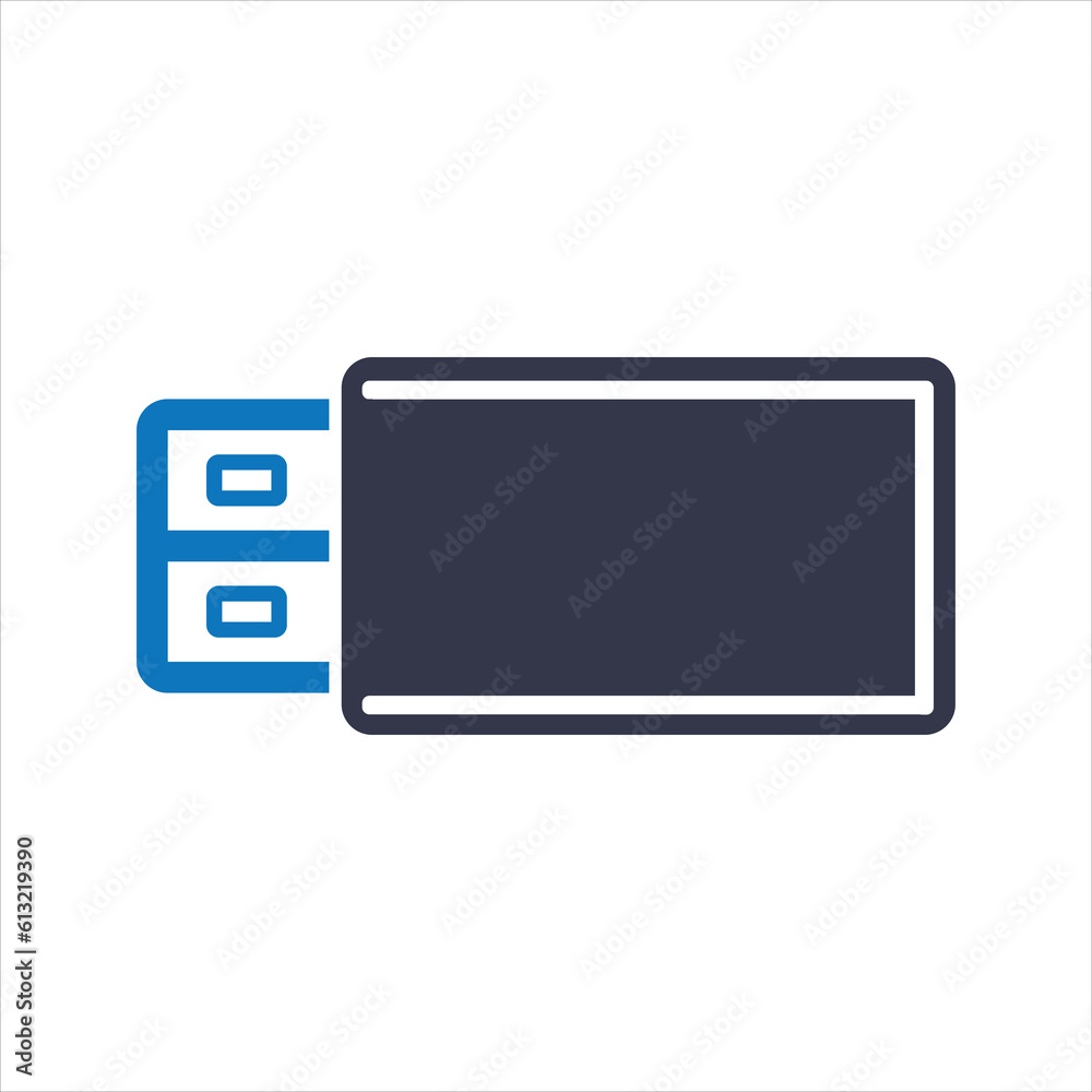 Usb pen drive icon. Vector and glyph