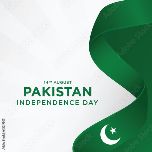 14th August happy independence day Pakistan with waving flag. vector illustration design