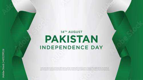 14th August happy independence day Pakistan with waving flag. vector illustration design
