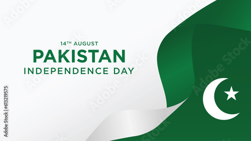 14th August happy independence day Pakistan with waving flag. vector illustration design