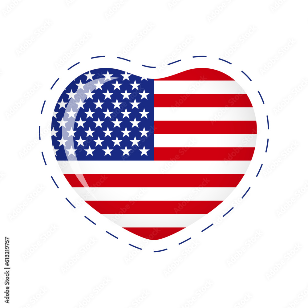 Modern heart logo with American flag. Welcome to USA idea. Happy Independence Day apparel graphic. T-shirt design. Concept for Labor, Memorial or Presidents Day. Isolated shape. Modern heart logo with American flag. Welcome to USA idea. Happy Independence Day apparel graphic. T-shirt design. Concept for Labor, Memorial or Presidents Day. Isolated shape.