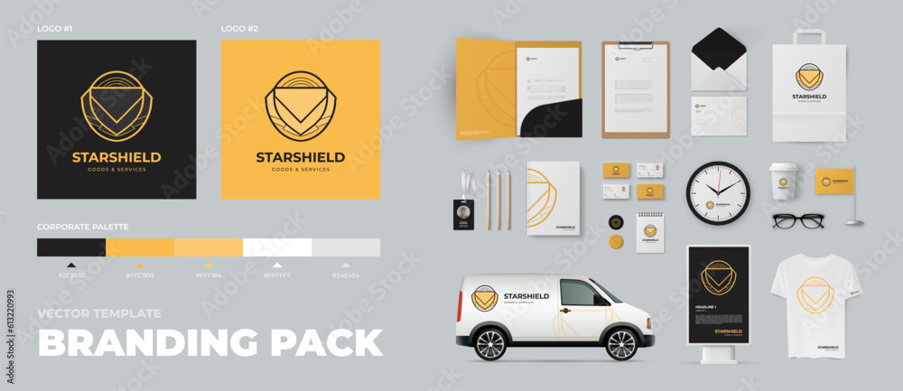 Shiled form minimal logo template and corporate branding basic