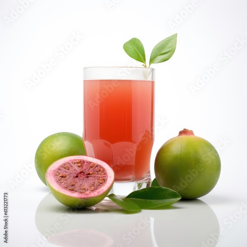 Guava juice isolated on white background. Generative AI