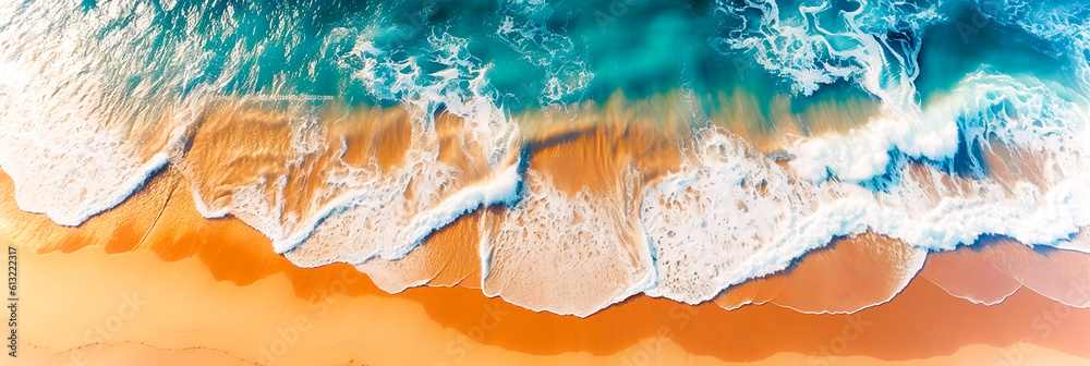 Wellen am Strand. Sommer am Meer. Generiert mit KI. Wellen am Strand. Sommer am Meer. Generiert mit KI.