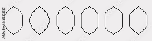 Set of Islamic shape window frame in flat style, vector illustration 