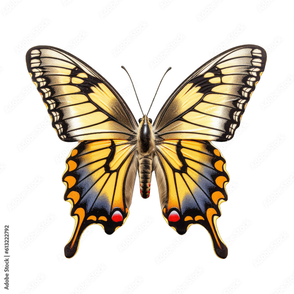 Broad-tailed swallowtail butterfly - Papilio machaon 3. Transparent PNG. Generative AI Broad-tailed swallowtail butterfly - Papilio machaon 3. Transparent PNG. Generative AI