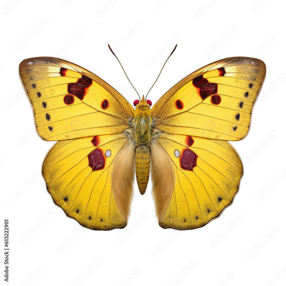 Clouded yellow butterfly - Colias crocea. Transparent PNG. Generative AI Clouded yellow butterfly - Colias crocea. Transparent PNG. Generative AI