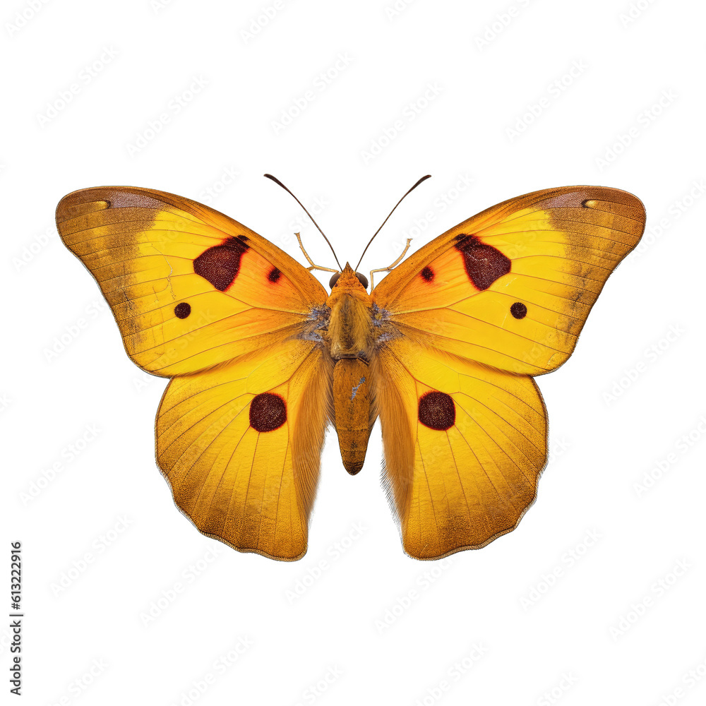 Dark clouded yellow butterfly - Colias tyche. Transparent PNG. Generative AI Dark clouded yellow butterfly - Colias tyche. Transparent PNG. Generative AI