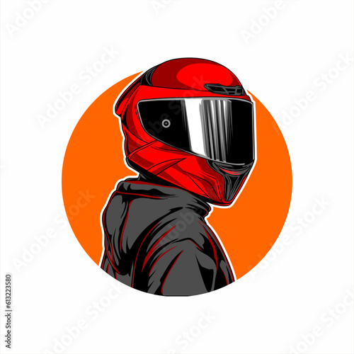 rider logo with the concept of men using helmets