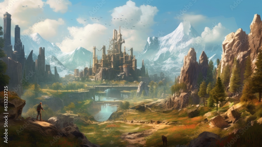 Fototapeta premium Fantasy Landscape Game Art
