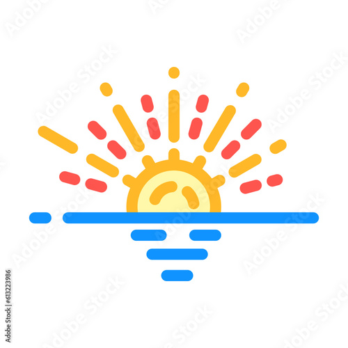 horizont sunset sun summer sunlight color icon vector. horizont sunset sun summer sunlight sign. isolated symbol illustration