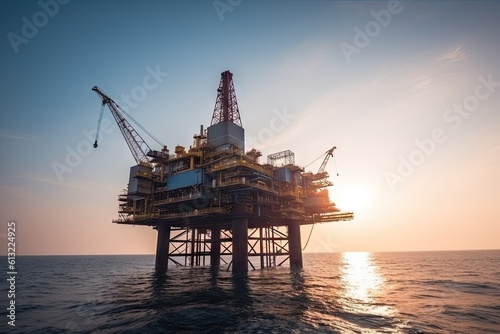 Offshore Oil Industry Technology with Oil Rig