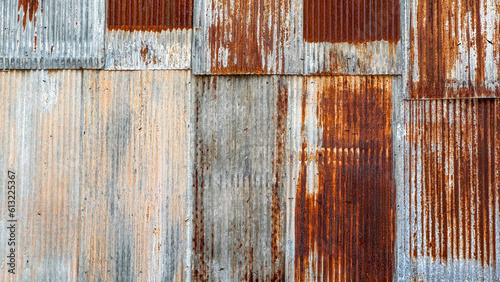 Texture of rusty galvanized metal roof sheets