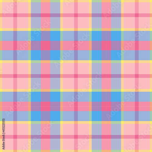 Bright playful sorbet palette summer plaid seamless vector pattern