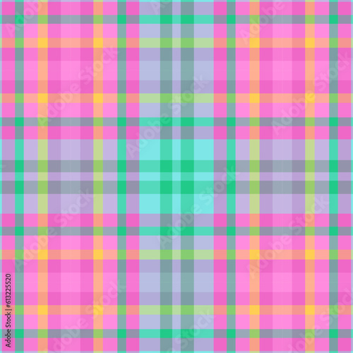 Bright playful sorbet palette summer plaid seamless vector pattern