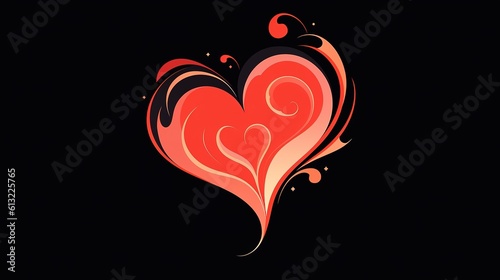 Red heart symbol. Heart on a black background  abstract  wallpaper or romantic background