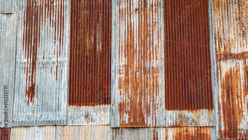 Texture of rusty galvanized metal roof sheets