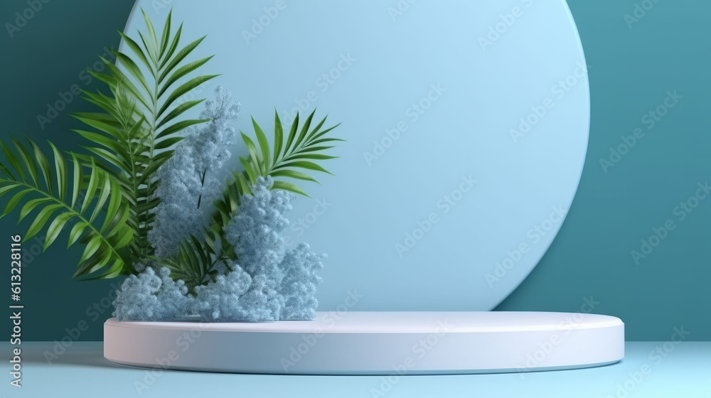 3d render of abstract pedestal podium display. Generative ai
