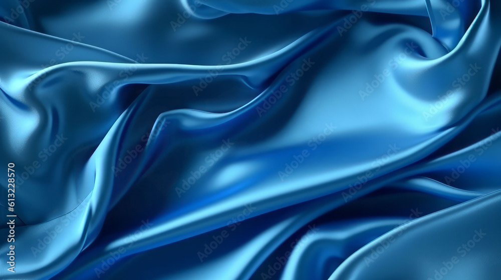 Flying blue silk textile fabric flag background. Generative ai Flying blue silk textile fabric flag background. Generative ai