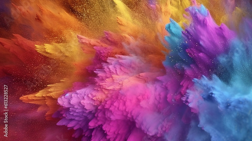 Colorful powder explosion abstract background. Generative ai