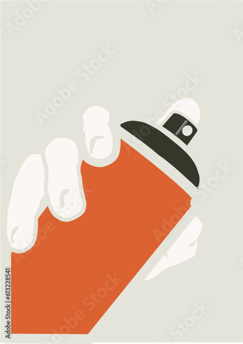 Spray paint can with a finger on the nozzle, ready to paint. 