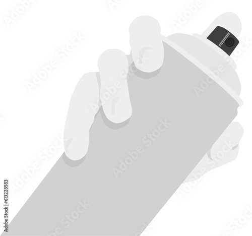 Spray paint can with a finger on the nozzle, ready to paint. 
