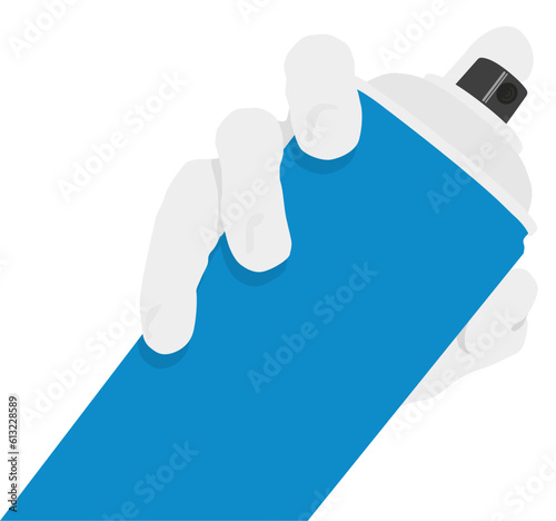 Spray paint can with a finger on the nozzle, ready to paint. 