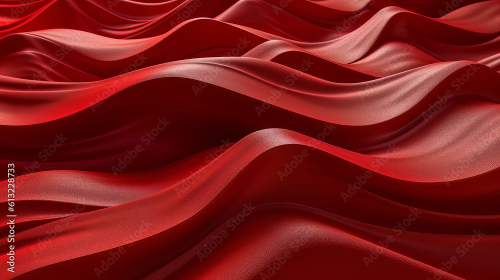Red fabric with abstract wavy lines. Generative ai Red fabric with abstract wavy lines. Generative ai