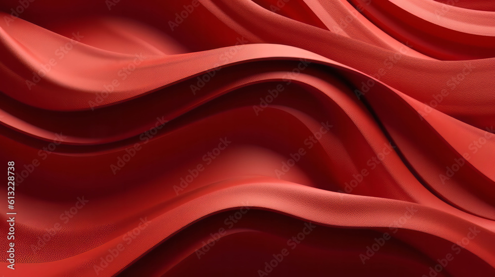 Red fabric with abstract wavy lines. Generative ai Red fabric with abstract wavy lines. Generative ai