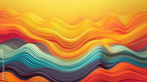 A vibrant wave with a sunburst at its center. Generative ai