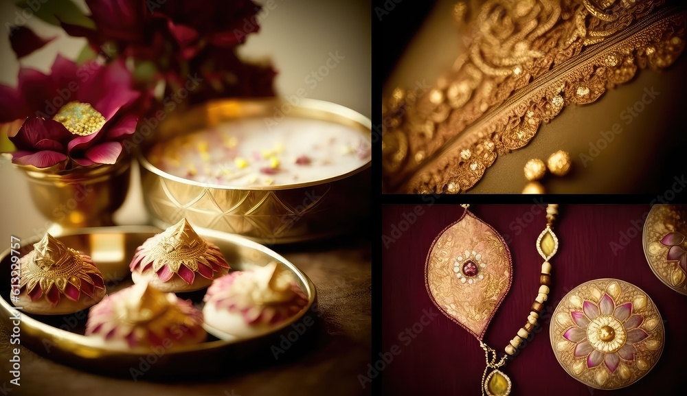 traditional golden indian wedding jewelry wallpaper for bridal look generative ai