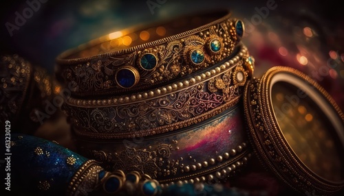 ethnic style indian bangle jewelry photography for bridal marriage ceremony generative ai