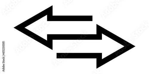 Left right arrows icon. Black transfer arrows icon or logo. Arrows sign for web design and mobil apps. Vector isolated on white background.