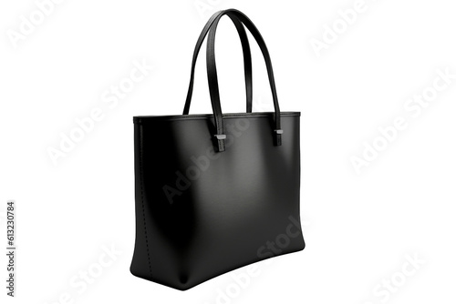 Black fashion bag for female on transparent background for using as blank mockup design, Generative AI 