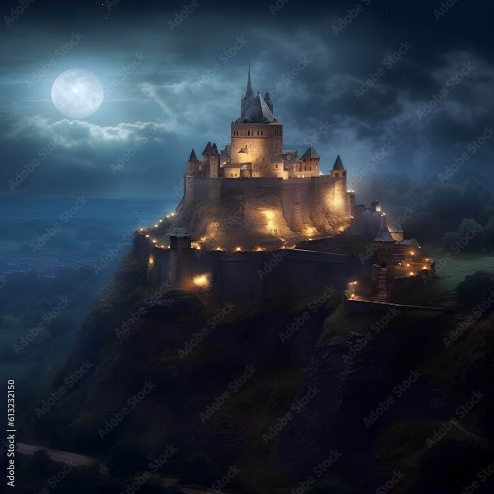 Tsarevets_Fortress_on_moonlight