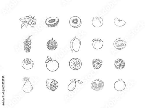 set of fruits and vegetables