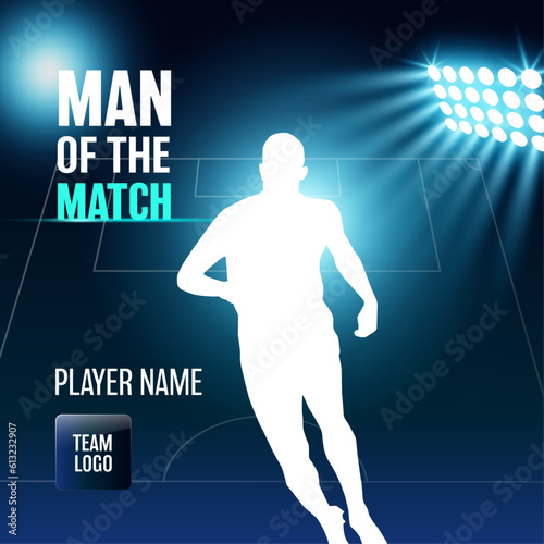 Football match sport graphics blue light template for online broadcast and social media