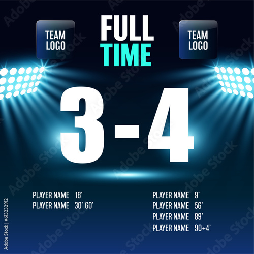 Football match sport graphics blue light template for online broadcast and social media