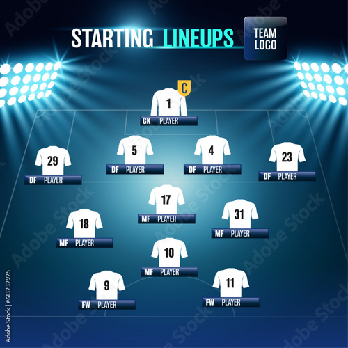 Football match sport graphics blue light template for online broadcast and social media