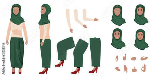 Girl with Hijab Character Sheet for Animation
