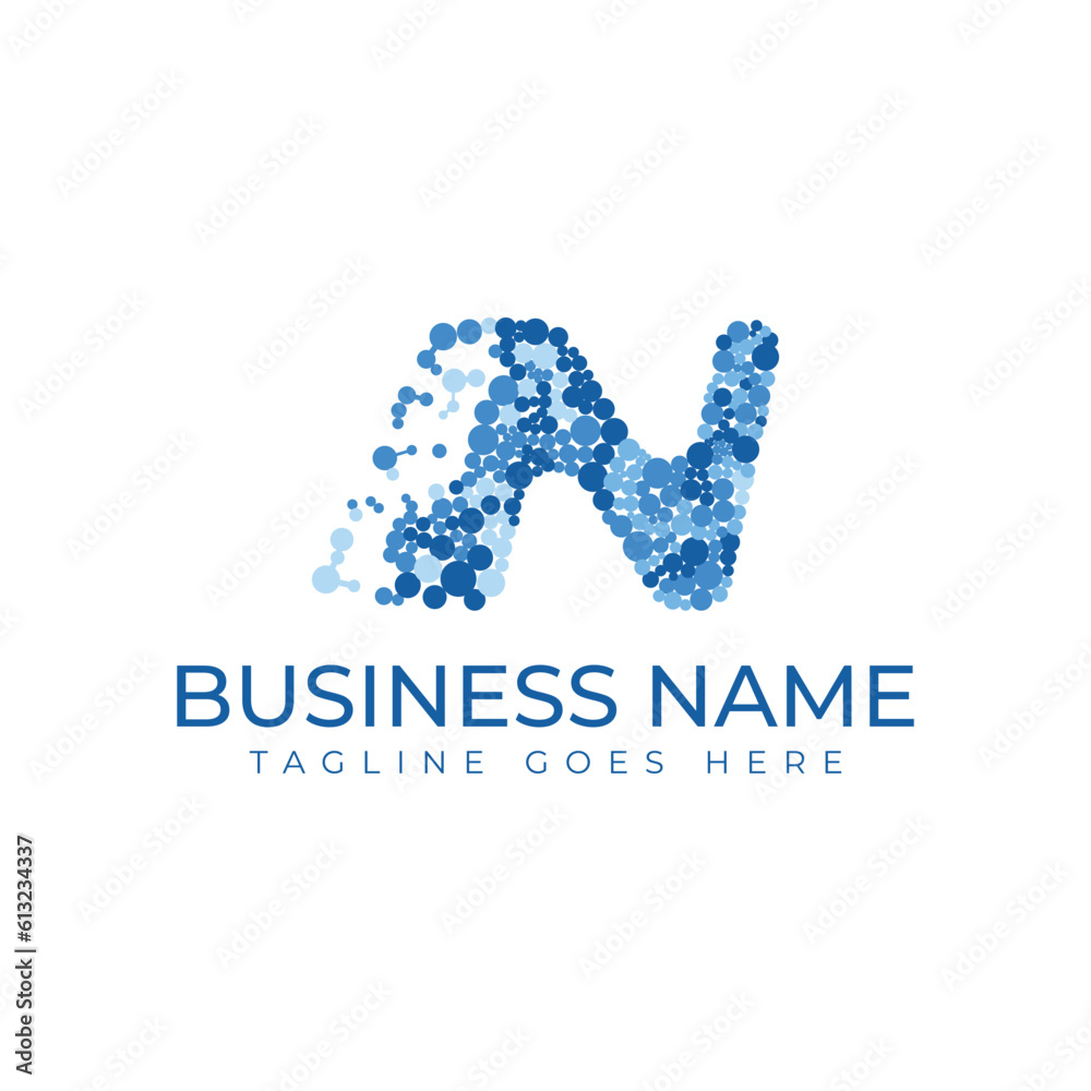 N letter logo science technology N letter logo science technology