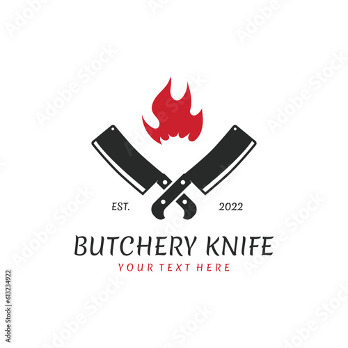 Butcher Knife Vintage Logo Template.