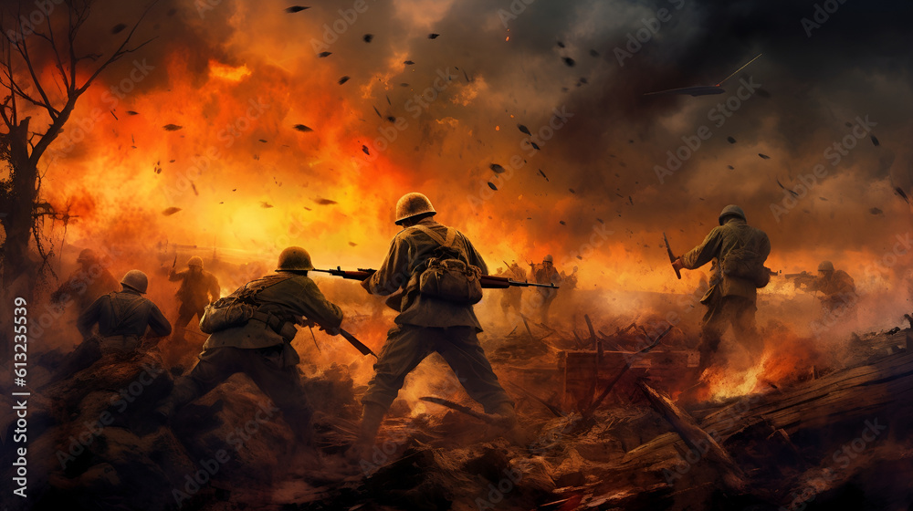 Soldiers on the battle field in world war time Soldiers on the battle field in world war time