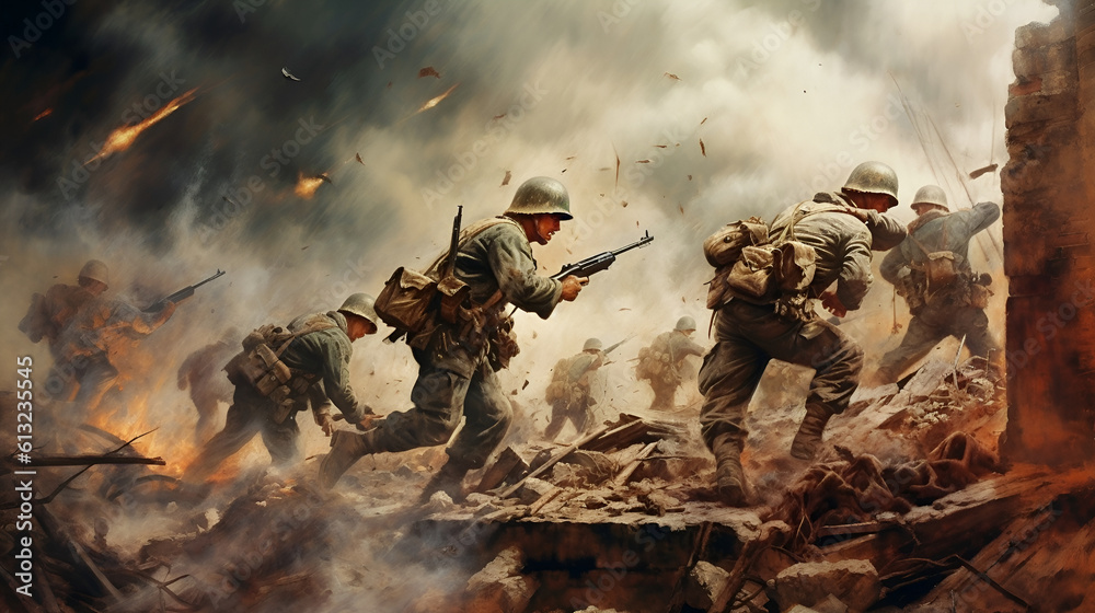 Soldiers on the battle field in world war time Soldiers on the battle field in world war time
