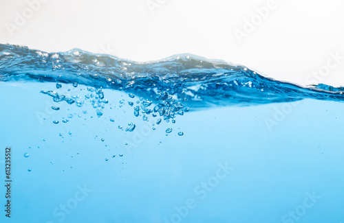 Pure Water, Clean Drinking Water, Water Bubbles Float Up. Water Wave Splashing 