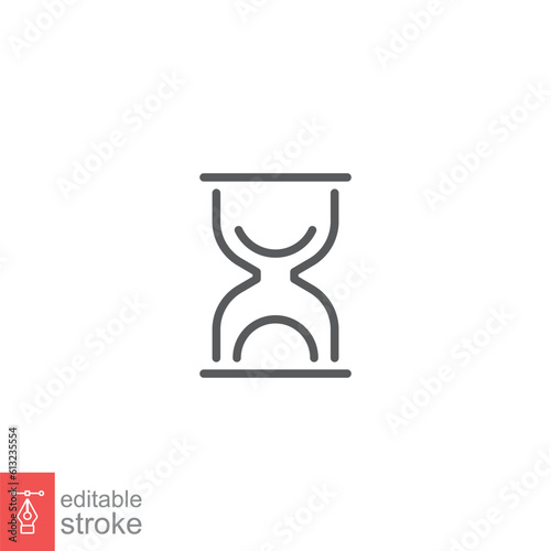 Hourglass timer icon. Simple outline style. Sandglass, wait, sand, clock, watch, old, time running concept. Thin line symbol. Vector illustration isolated on white background. Editable stroke EPS 10.