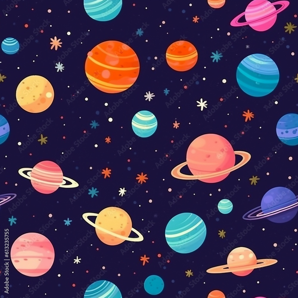 seamless pattern with planets