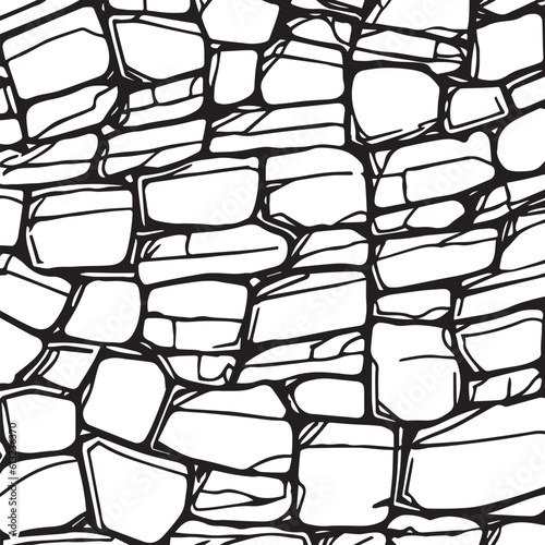hand-drawn texture of brick wall or sett. castle stone Seamless pattern of paver. Urban style structured ornament in line art style. Pattern design for travel, city life, adventure, outdoors.	
